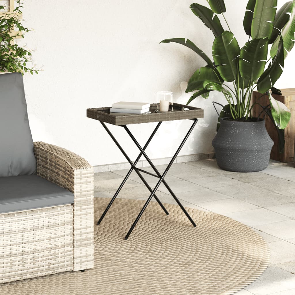 vidaXL Dienbladtafel inklapbaar 65x40x75 cm poly rattan grijs