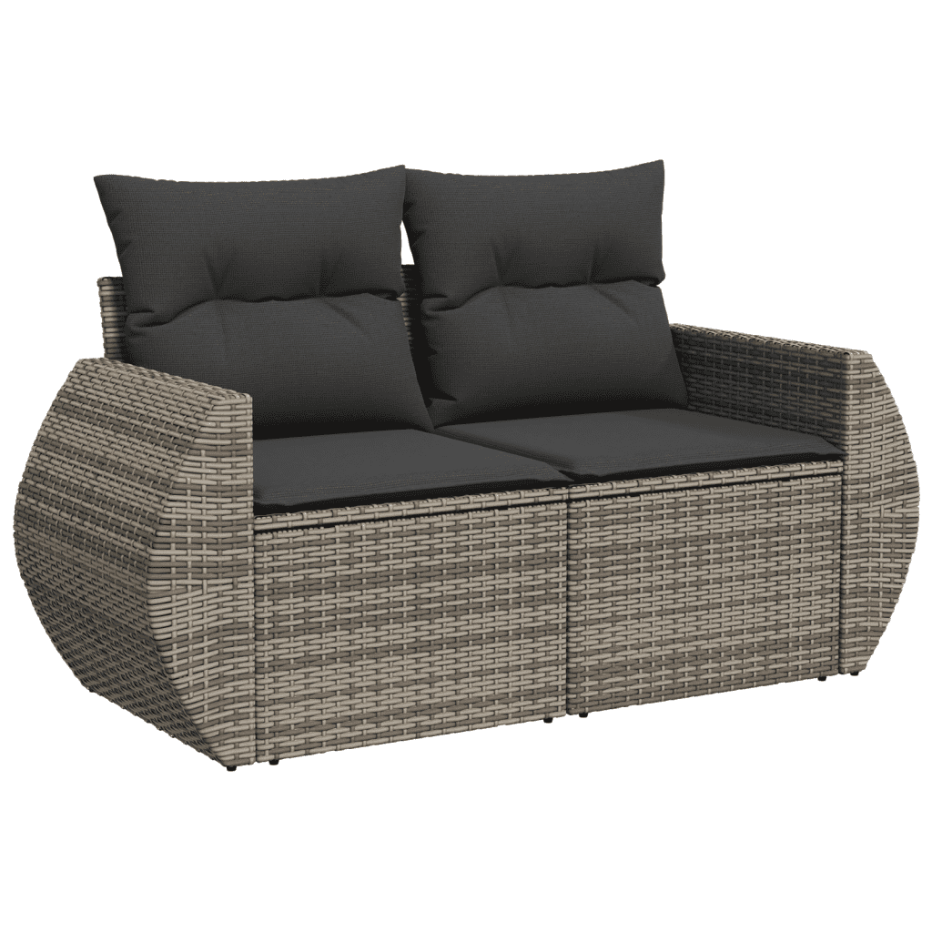 vidaXL 5-delige Loungeset met kussens poly rattan grijs