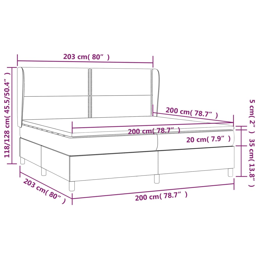 vidaXL Boxspring met matras stof donkerbruin 200x200 cm