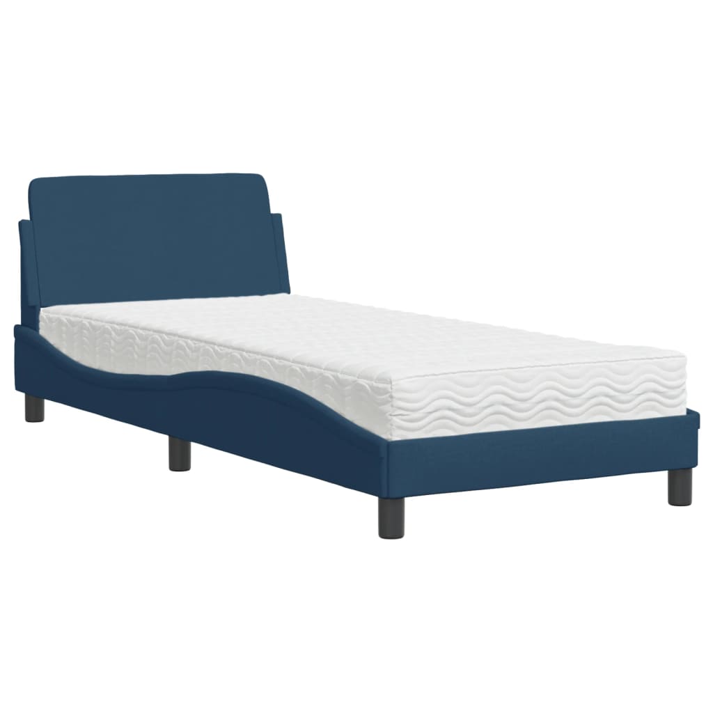 vidaXL Bed met matras stof blauw 90x190 cm