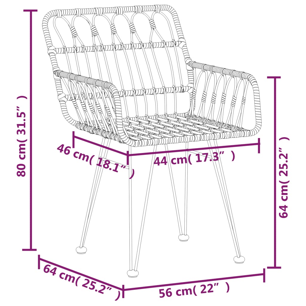 vidaXL 7-delige Tuinset poly rattan