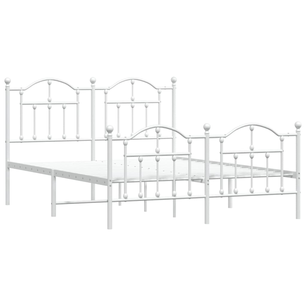 vidaXL Bedframe met hoofd- en voeteneinde metaal wit 140x200 cm