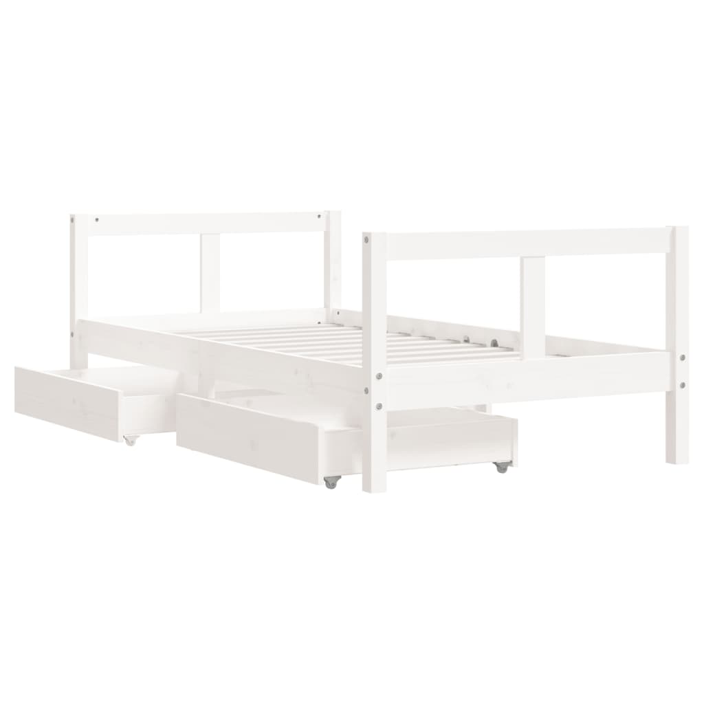 vidaXL Kinderbedframe met lades 80x160 cm massief grenenhout wit