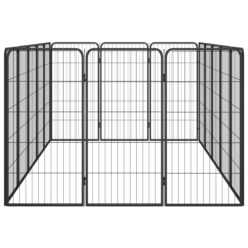 vidaXL Hondenkennel 16 panelen 50 x 100 cm gepoedercoat staal zwart