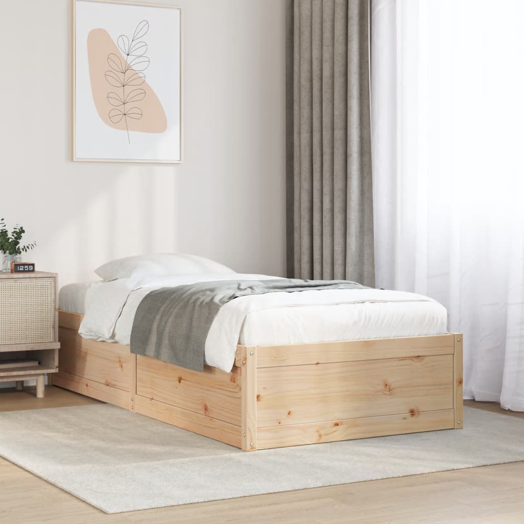 vidaXL Bedframe zonder matras massief grenenhout 75x190 cm