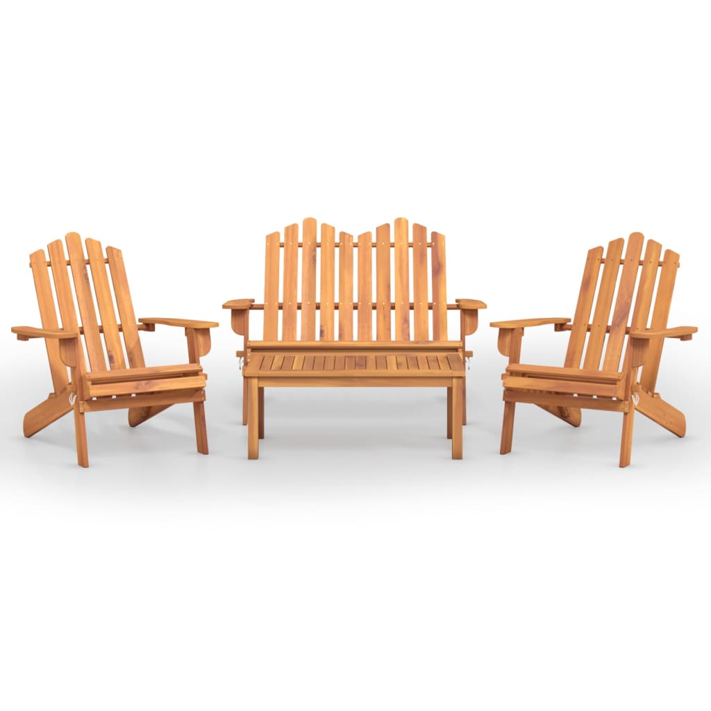 vidaXL 4-delige Loungeset Adirondack massief acaciahout