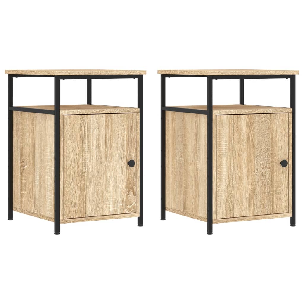 vidaXL Nachtkastjes 2 st 40x42x60 cm bewerkt hout sonoma eikenkleurig