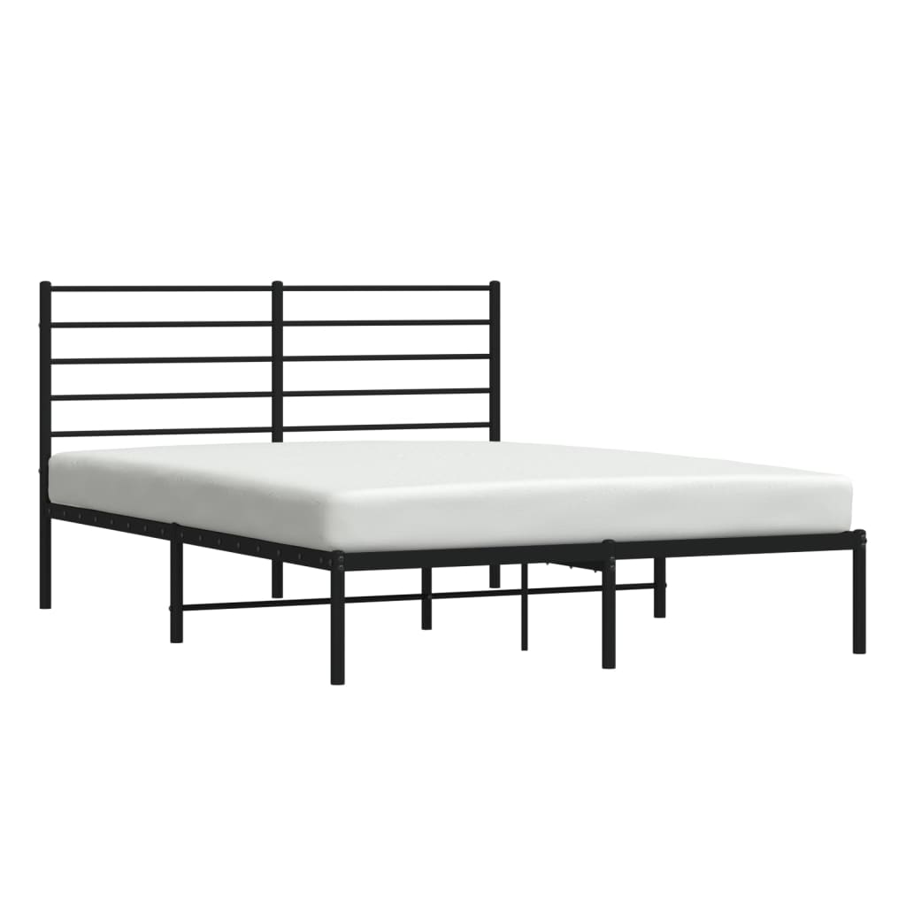 vidaXL Bedframe met hoofdbord metaal zwart 135x190 cm