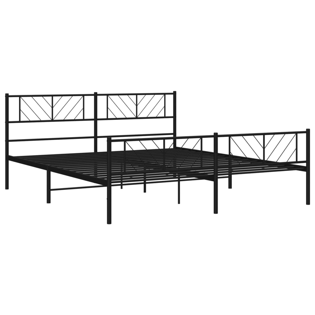 vidaXL Bedframe met hoofd- en voeteneinde metaal zwart 200x200 cm