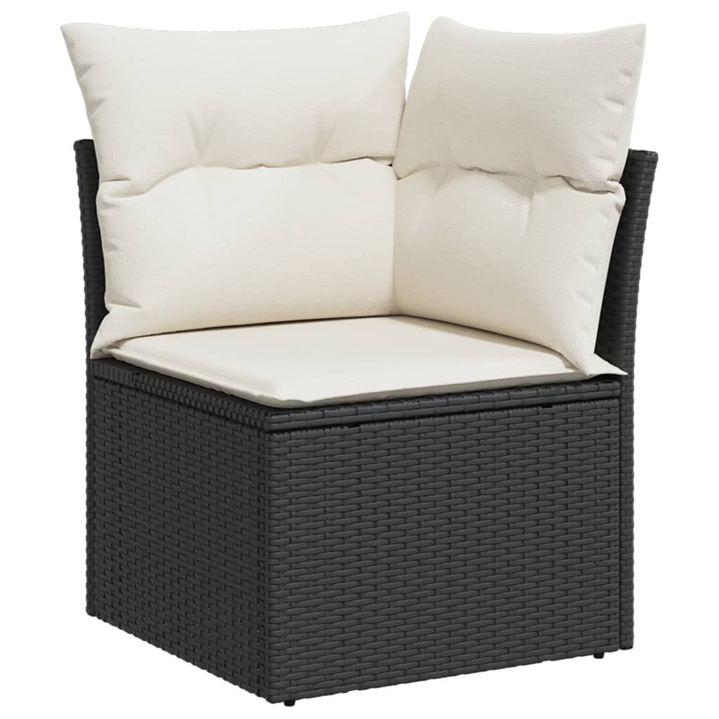 vidaXL 7-delige Loungeset met kussens poly rattan zwart