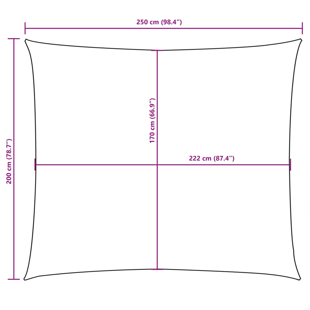 vidaXL Zonnescherm rechthoekig 2x2,5 m oxford stof zwart