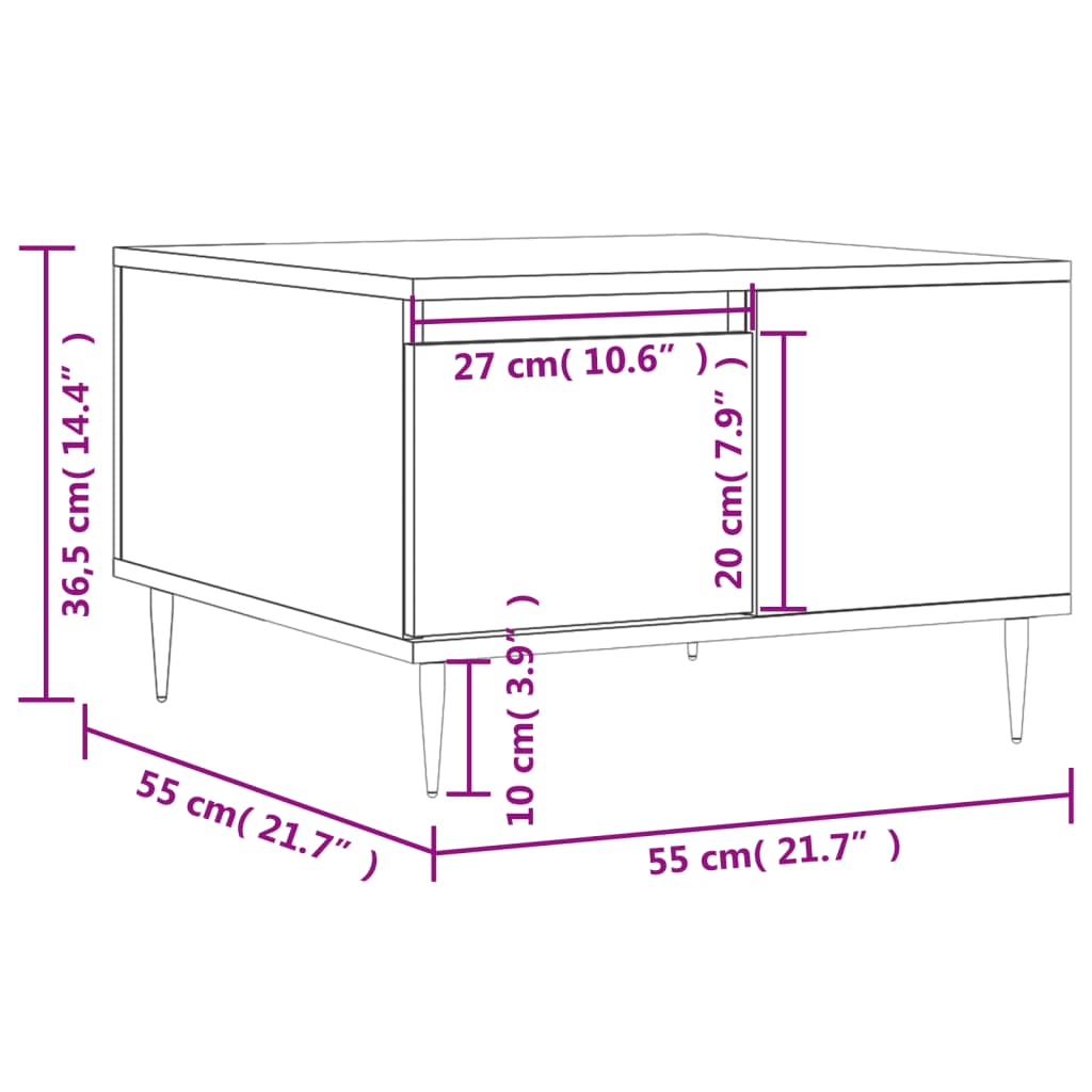 vidaXL Salontafel 55x55x36,5 cm bewerkt hout betongrijs