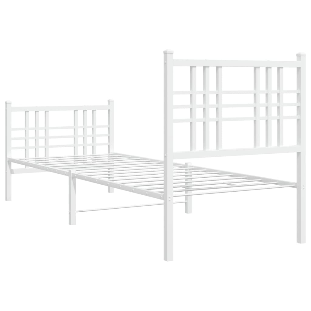 vidaXL Bedframe met hoofd- en voeteneinde metaal wit 80x200 cm