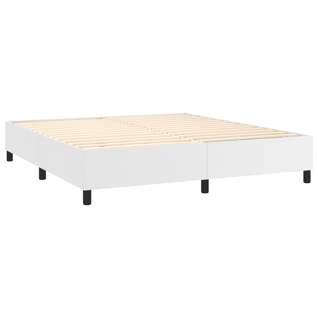 vidaXL Boxspring met matras en LED kunstleer wit 160x200 cm