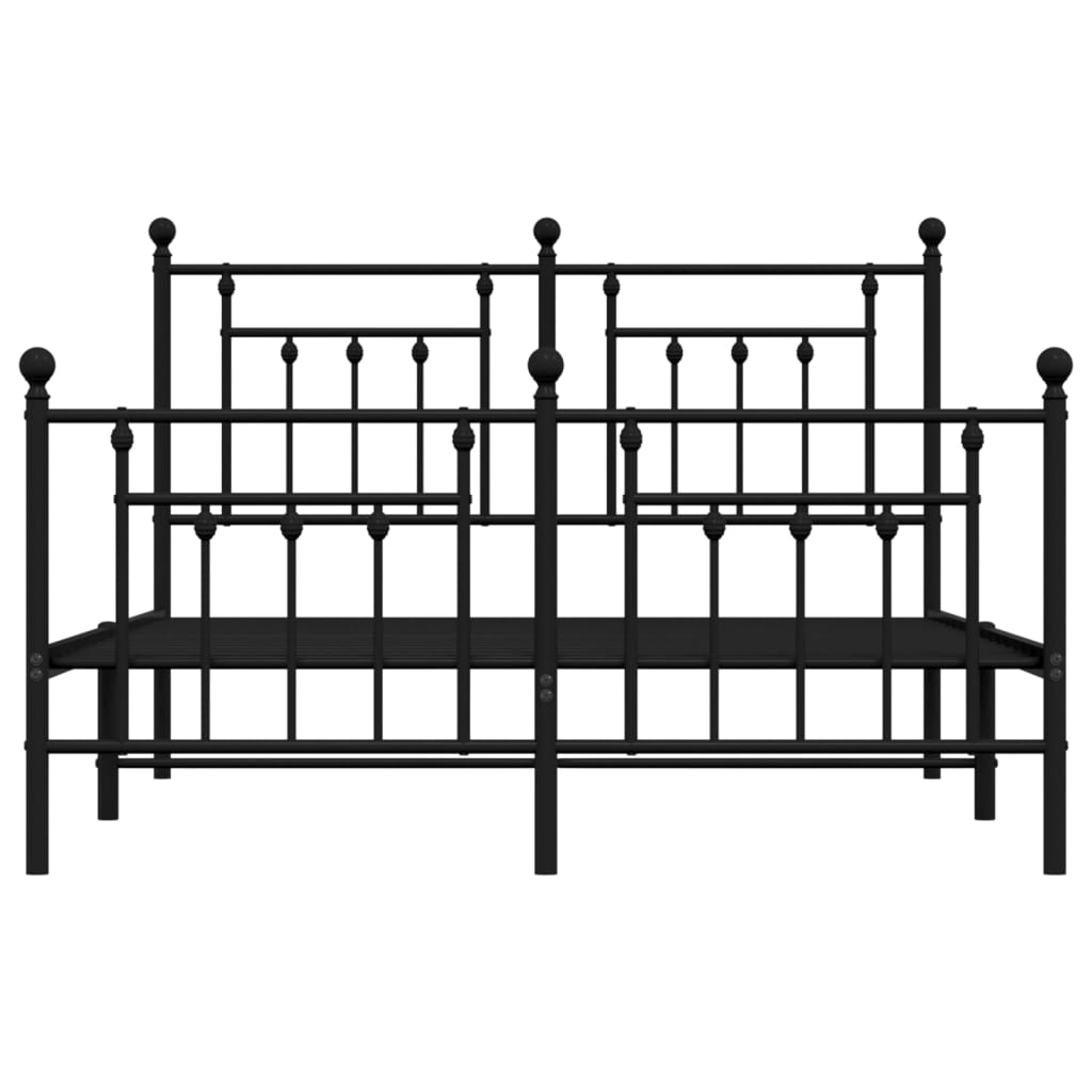 vidaXL Bedframe met hoofd- en voeteneinde metaal zwart 140x190 cm