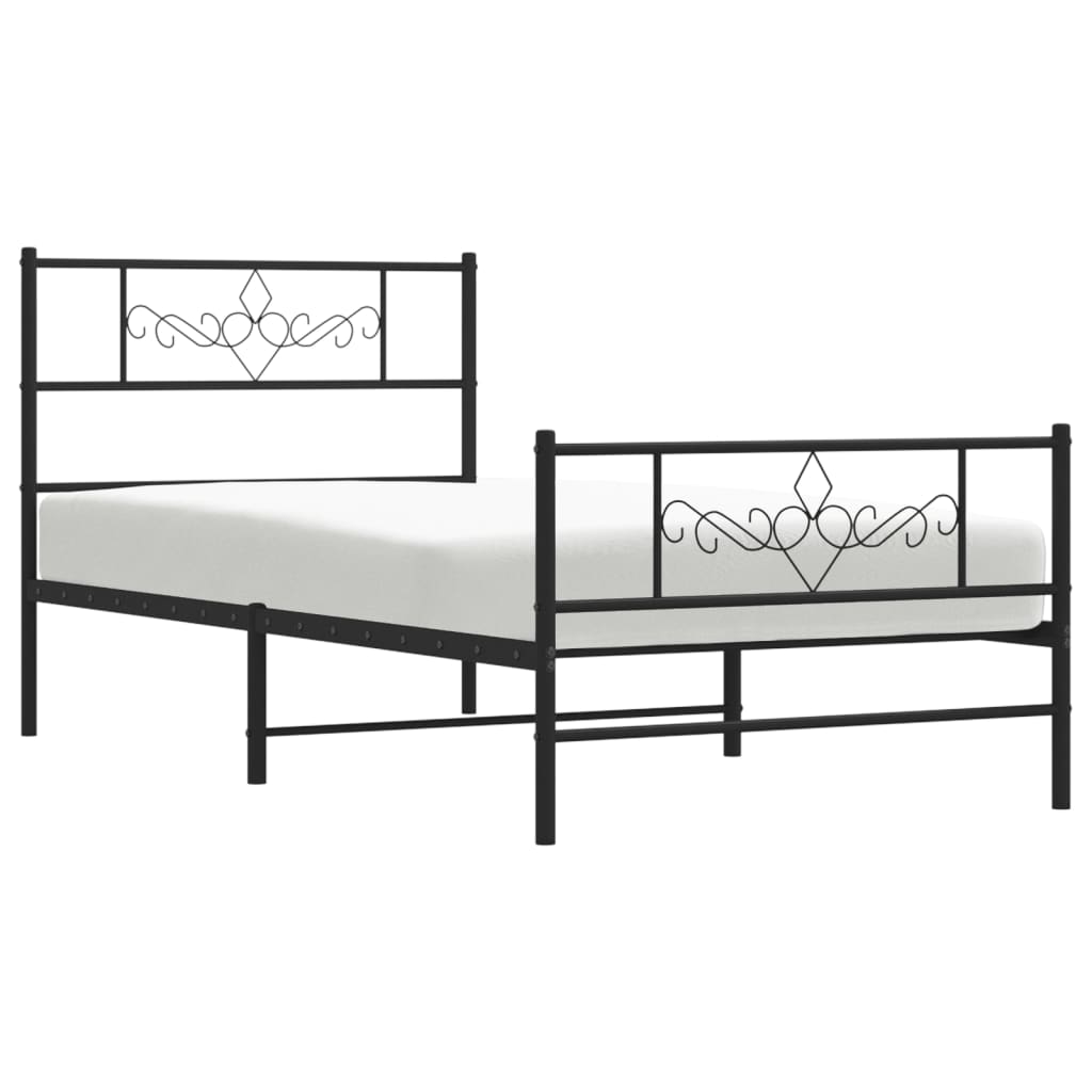 vidaXL Bedframe met hoofd- en voeteneinde metaal zwart 100x200 cm