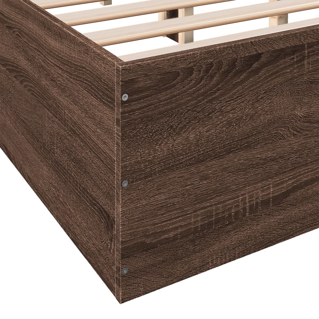 vidaXL Bedframe bewerkt hout bruin eikenkleur 135x190 cm