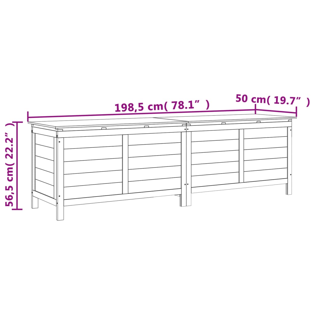 vidaXL Tuinbox 198,5x50x56,5 cm massief vurenhout wit