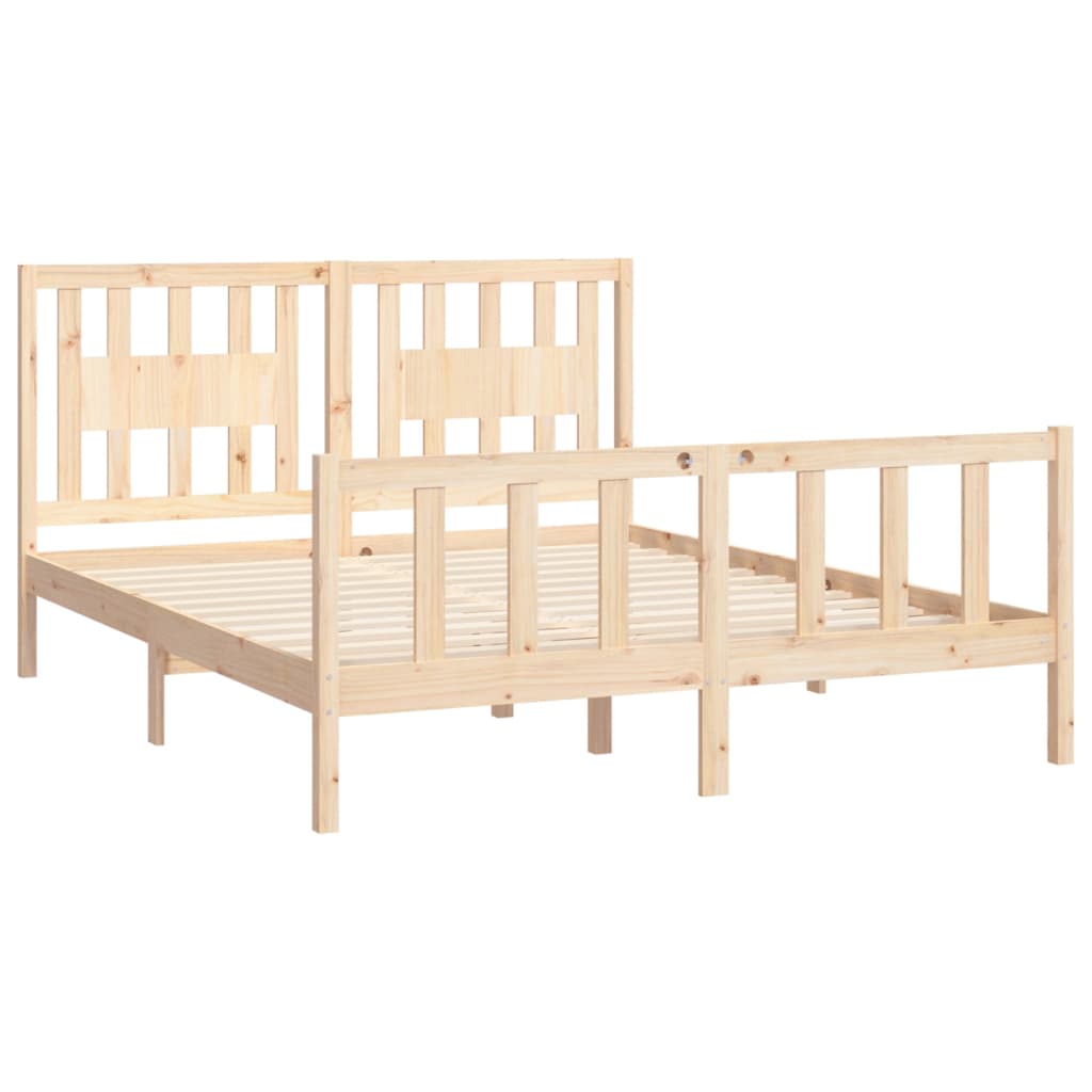 vidaXL Bedframe met hoofdbord massief grenenhout 150x200 cm