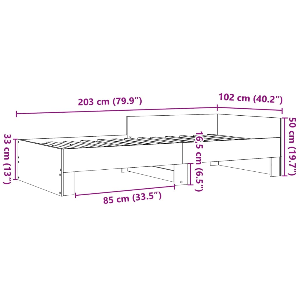 vidaXL Bedframe zonder matras hout gerookt eikenkleurig 100x200 cm