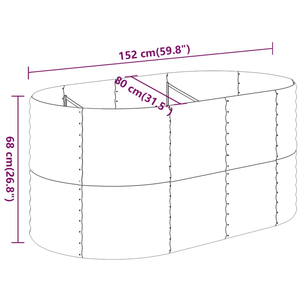 vidaXL Plantenbak 152x80x68 cm gepoedercoat staal groen