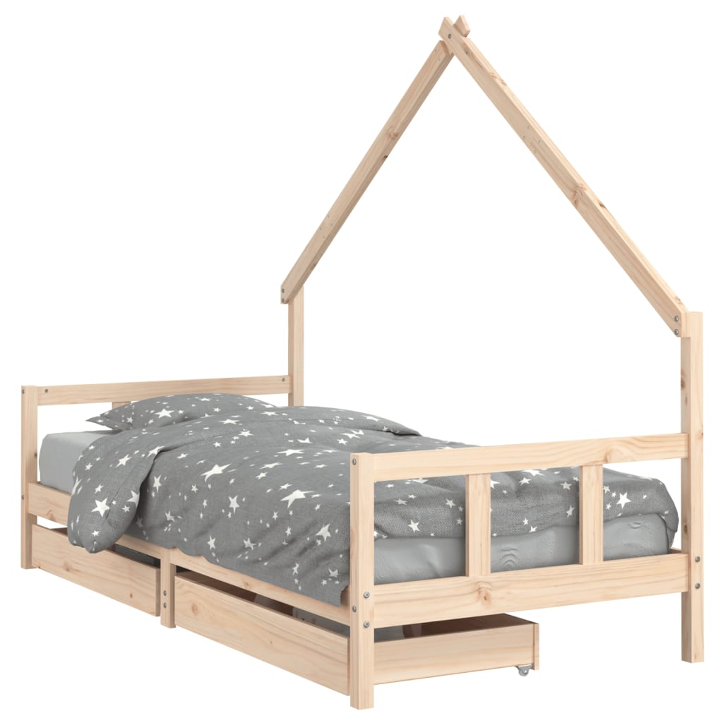 vidaXL Kinderbedframe met lades 90x190 cm massief grenenhout