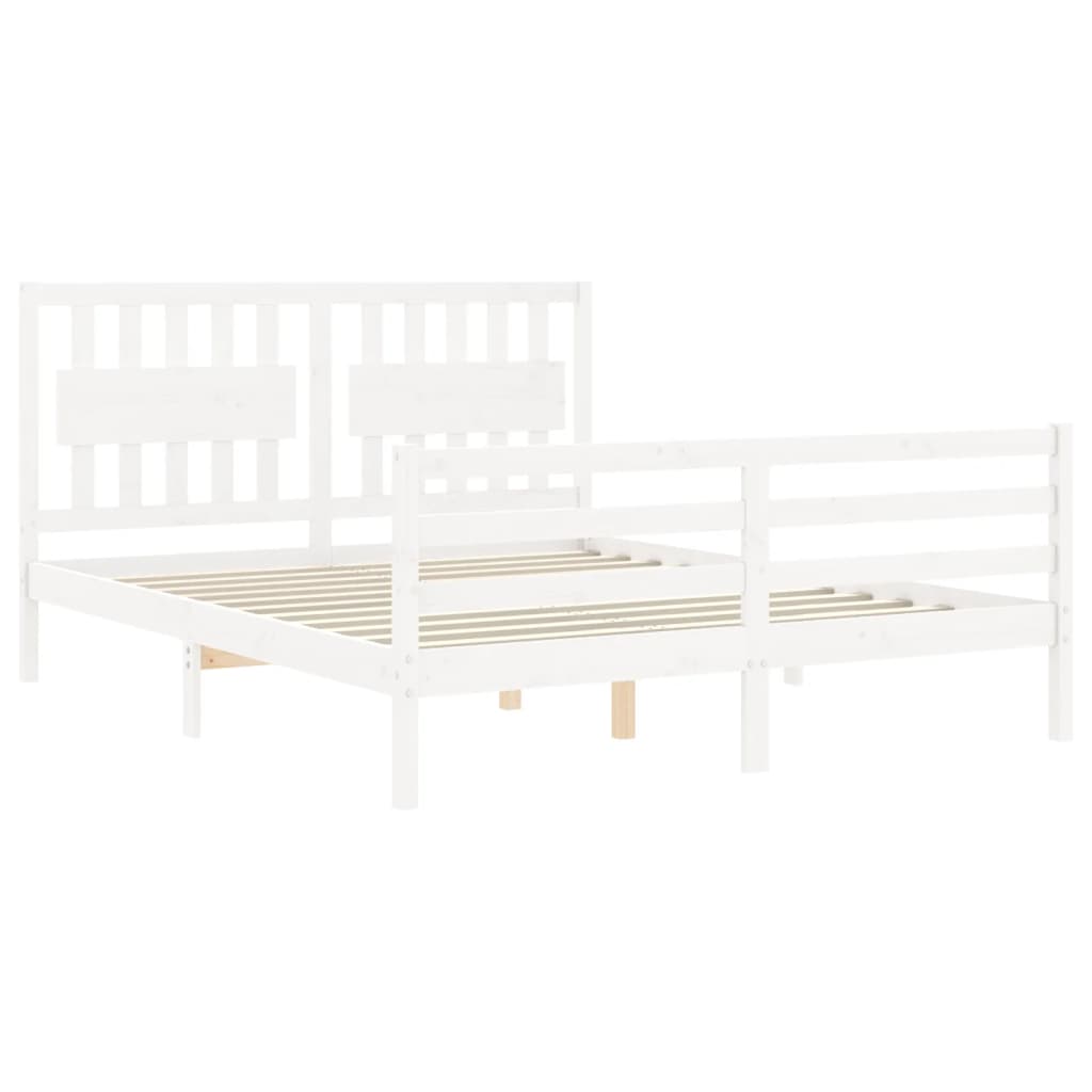 vidaXL Bedframe met hoofdbord massief hout wit