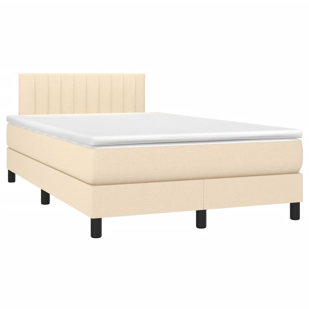 vidaXL Boxspring met matras stof crèmekleurig 120x200 cm