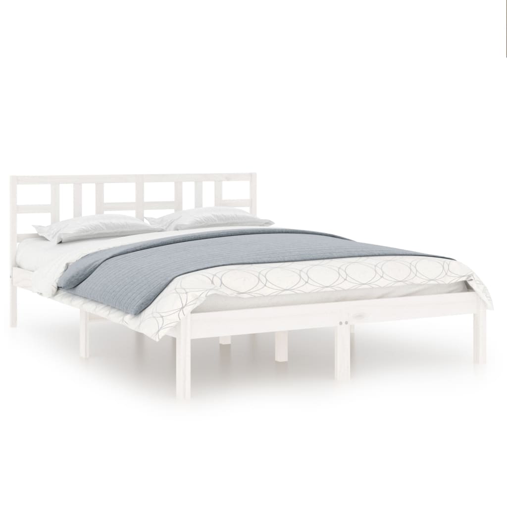 vidaXL Bedframe massief hout wit 135x190 cm