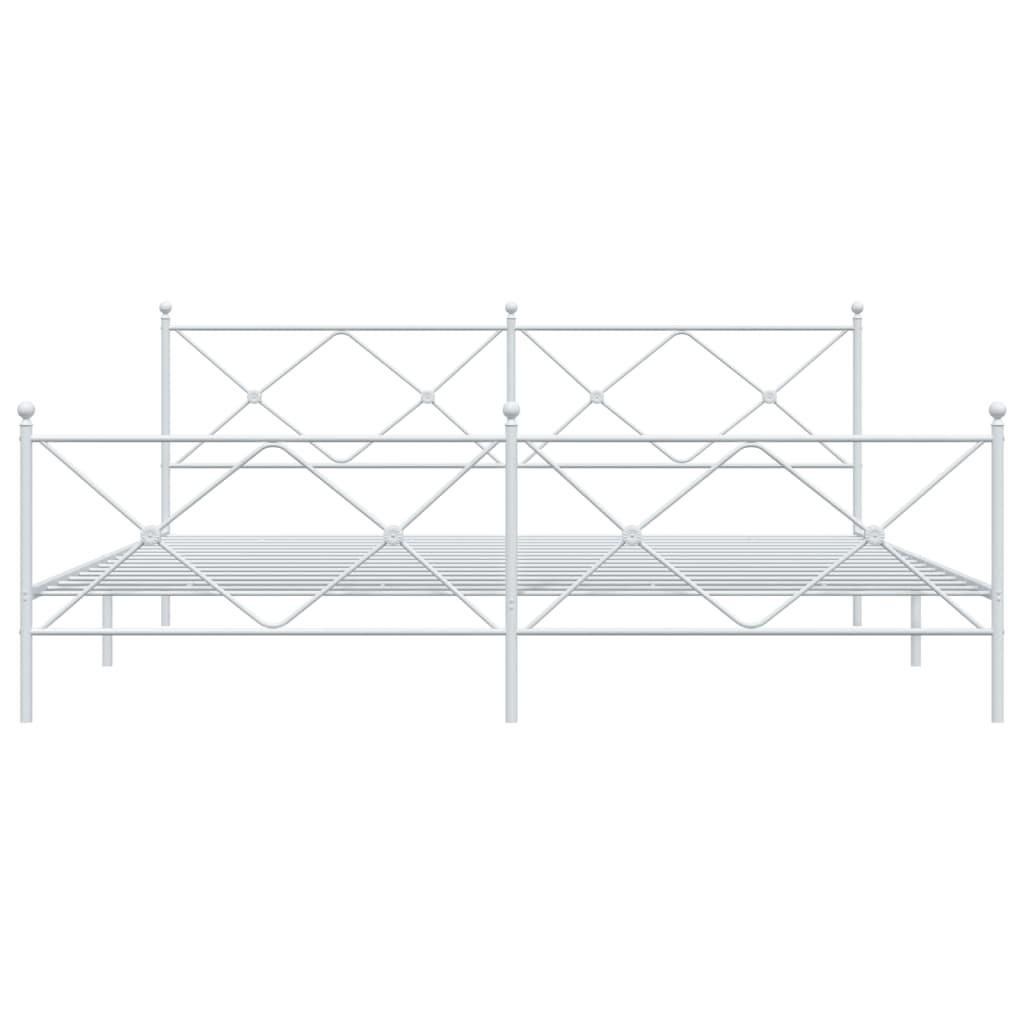 vidaXL Bedframe met hoofd- en voeteneinde metaal wit 200x200 cm