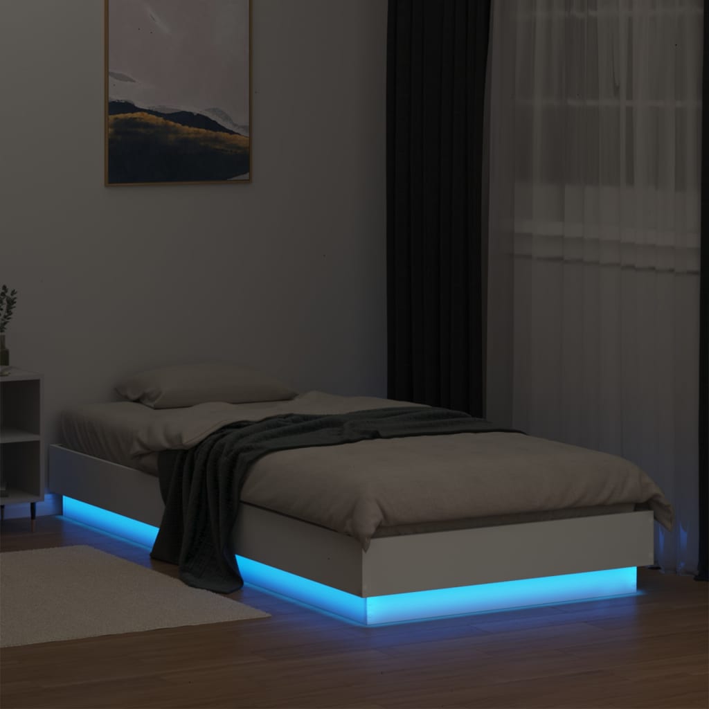 vidaXL Bedframe met LED-verlichting wit 90x200 cm