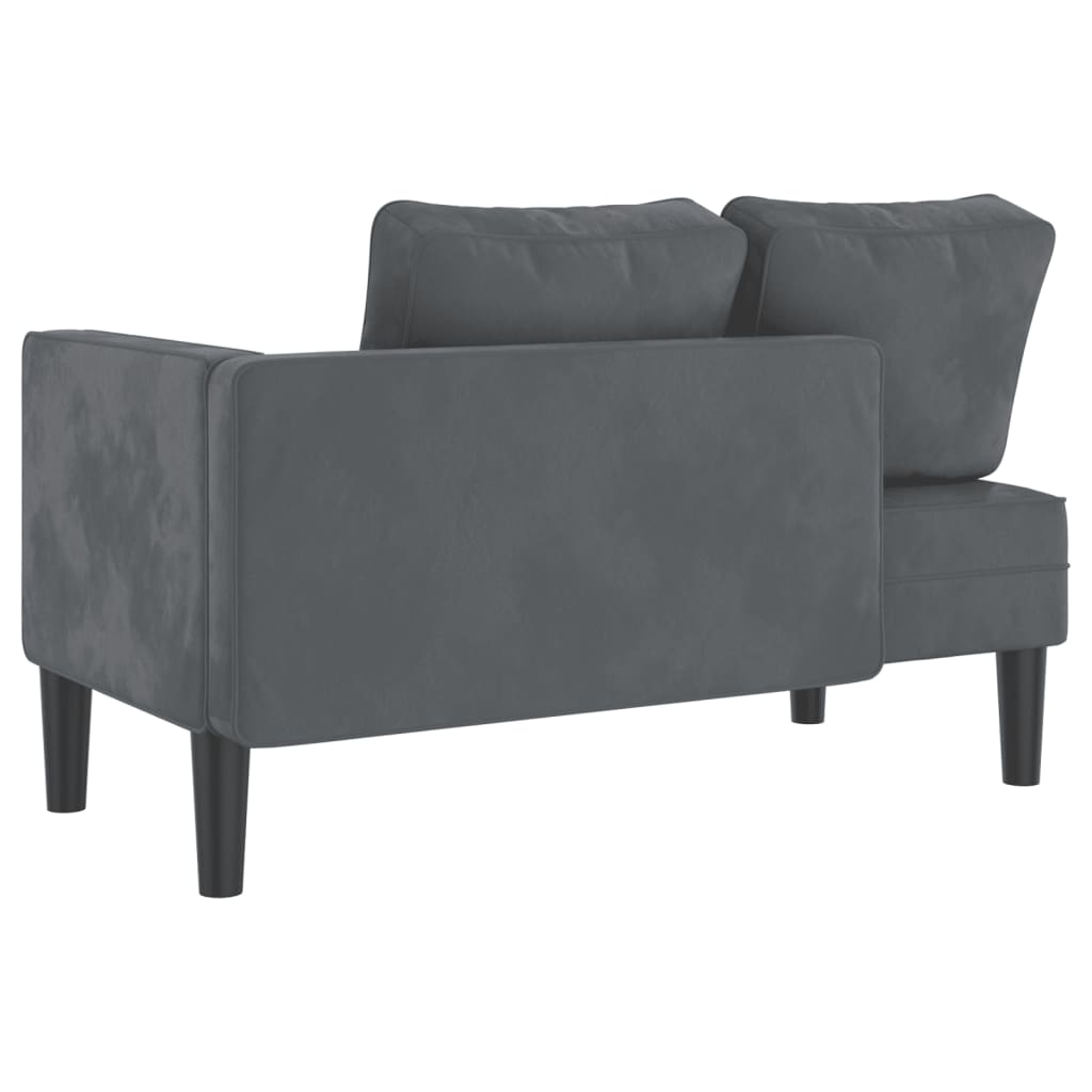 vidaXL Chaise longue met kussens fluweel donkergrijs