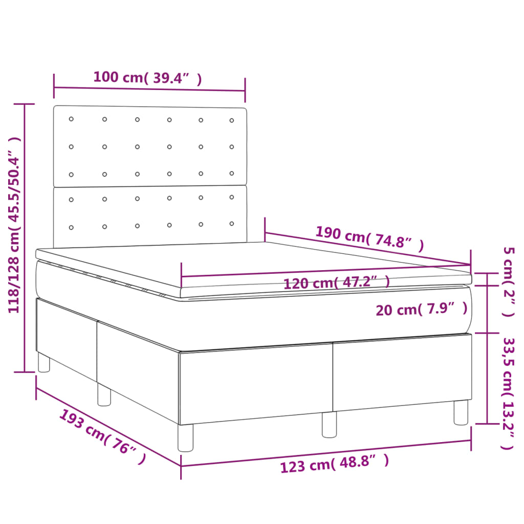 vidaXL Boxspring met matras fluweel donkergroen 120x190 cm