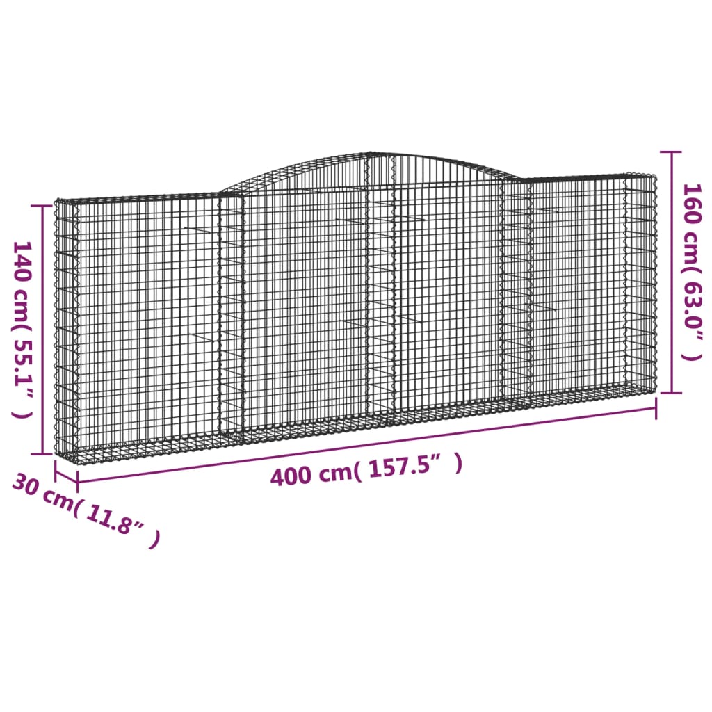 vidaXL Schanskorven 7 st gewelfd 400x30x140/160 cm ijzer