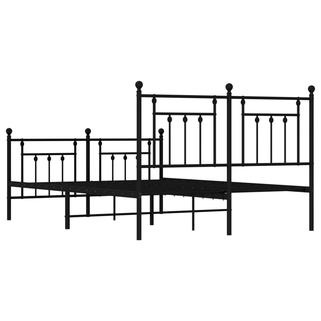 vidaXL Bedframe met hoofd- en voeteneinde metaal zwart 140x190 cm