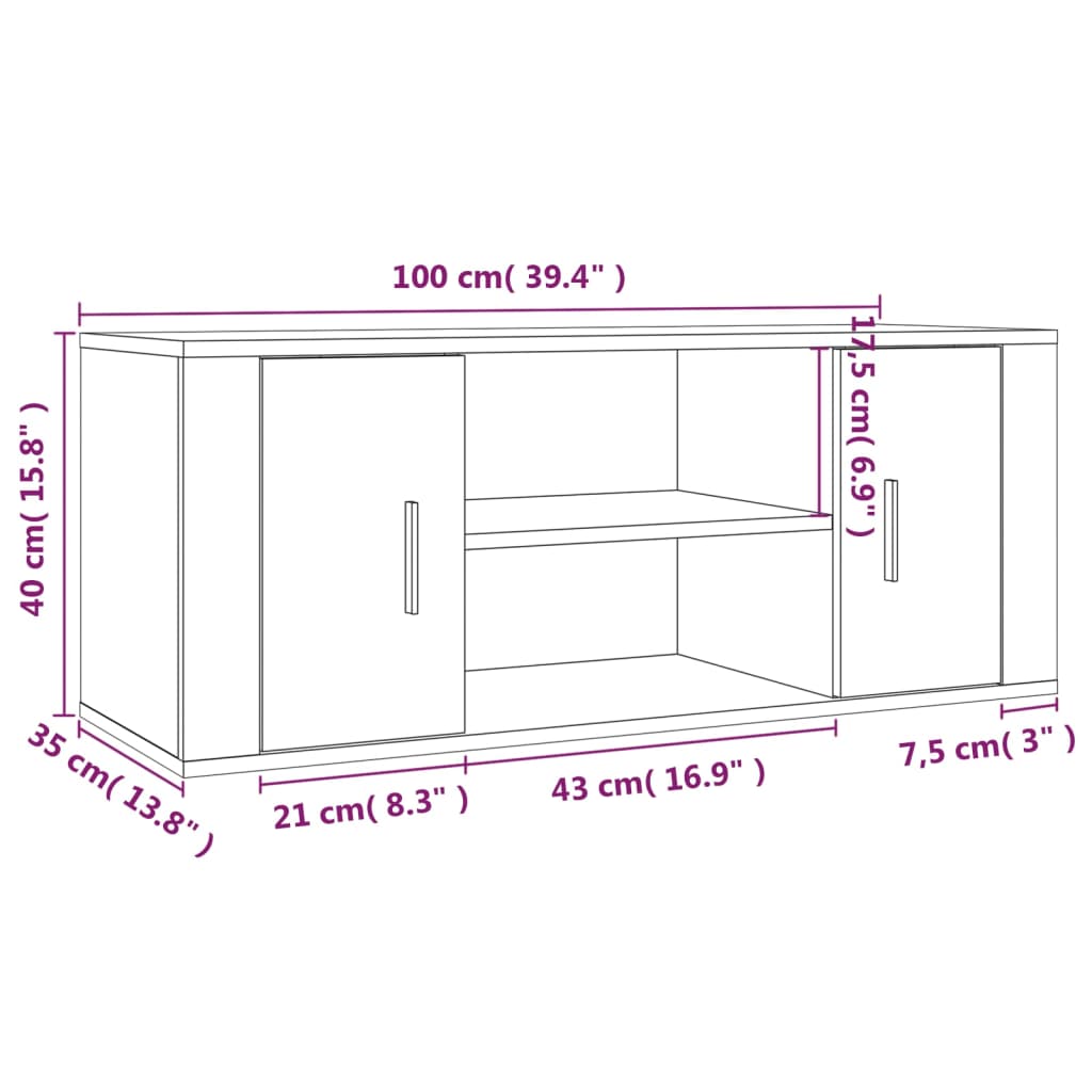 vidaXL Tv-meubel 100x35x40 cm bewerkt hout zwart