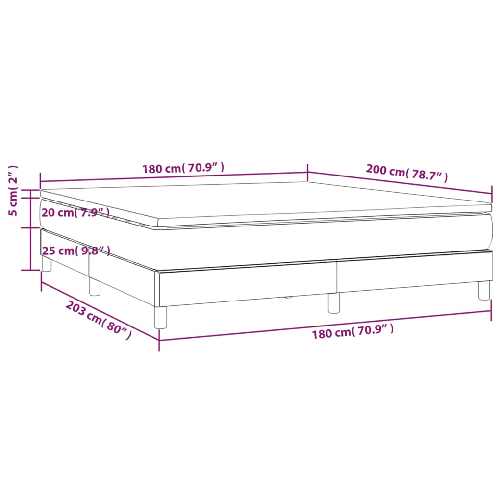 vidaXL Boxspring met matras kunstleer cappuccinokleurig 180x200 cm