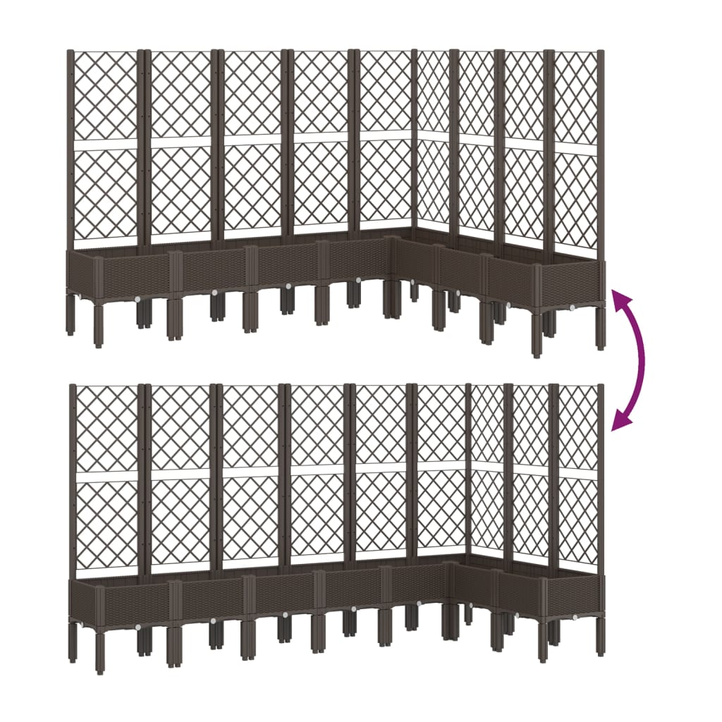 vidaXL Plantenbak met latwerk 200x160x142 cm polypropeen bruin