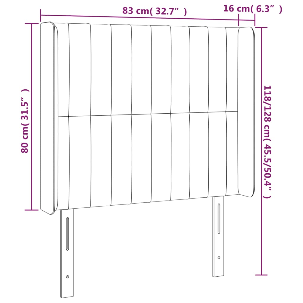 vidaXL Hoofdbord LED 83x16x118/128 cm fluweel donkergroen