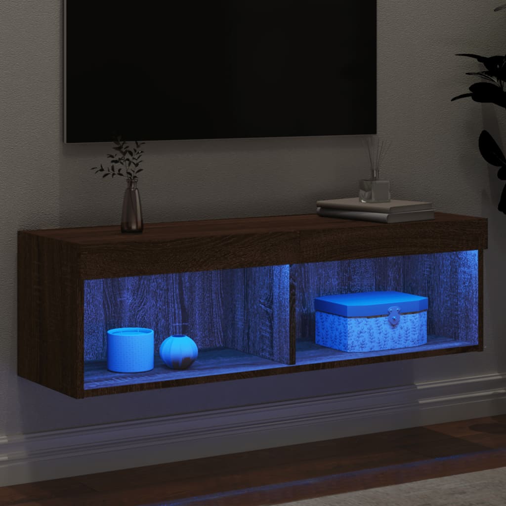 vidaXL Tv-meubel met LED-verlichting 100x30x30 cm bruin eikenkleur