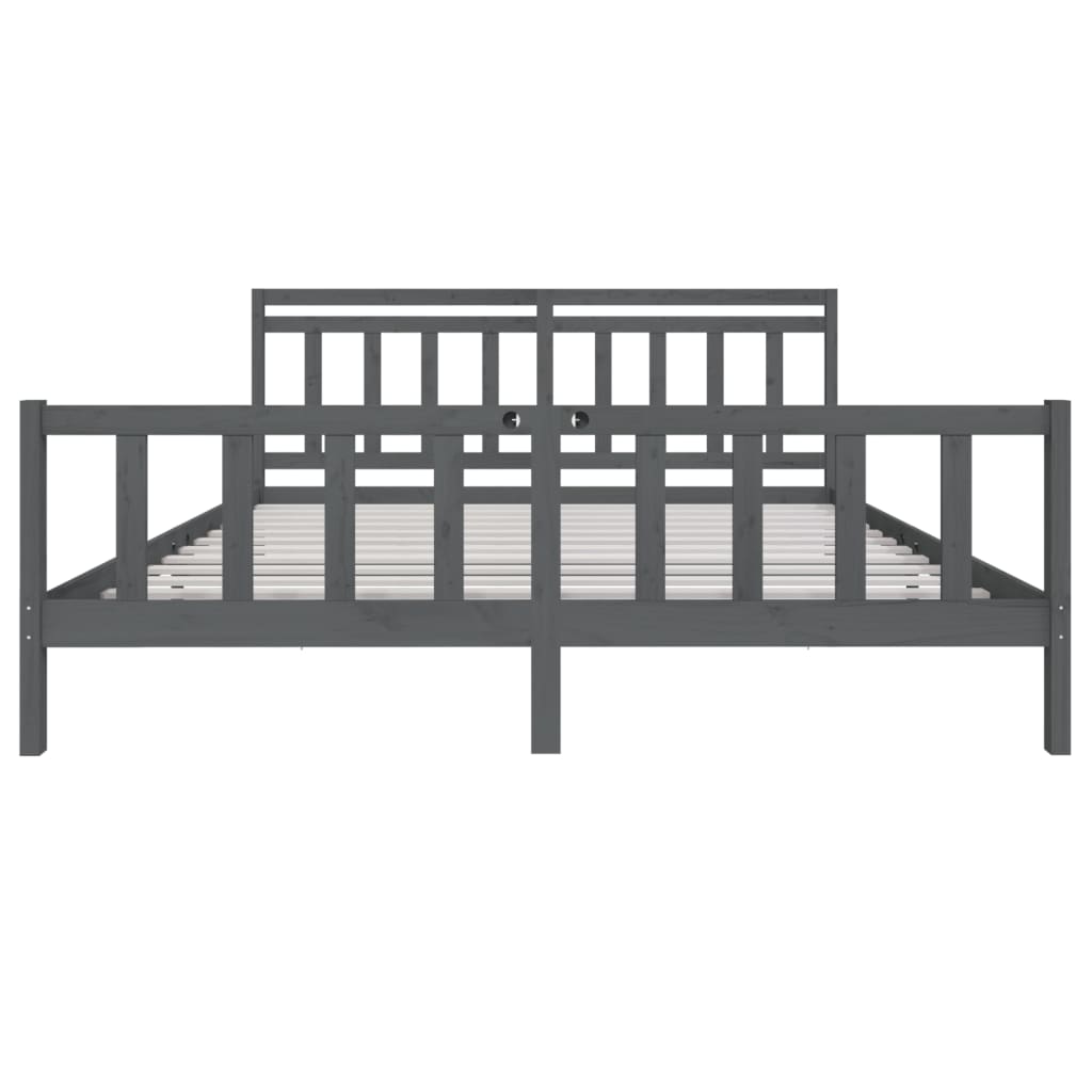 vidaXL Bedframe massief hout grijs 200x200 cm