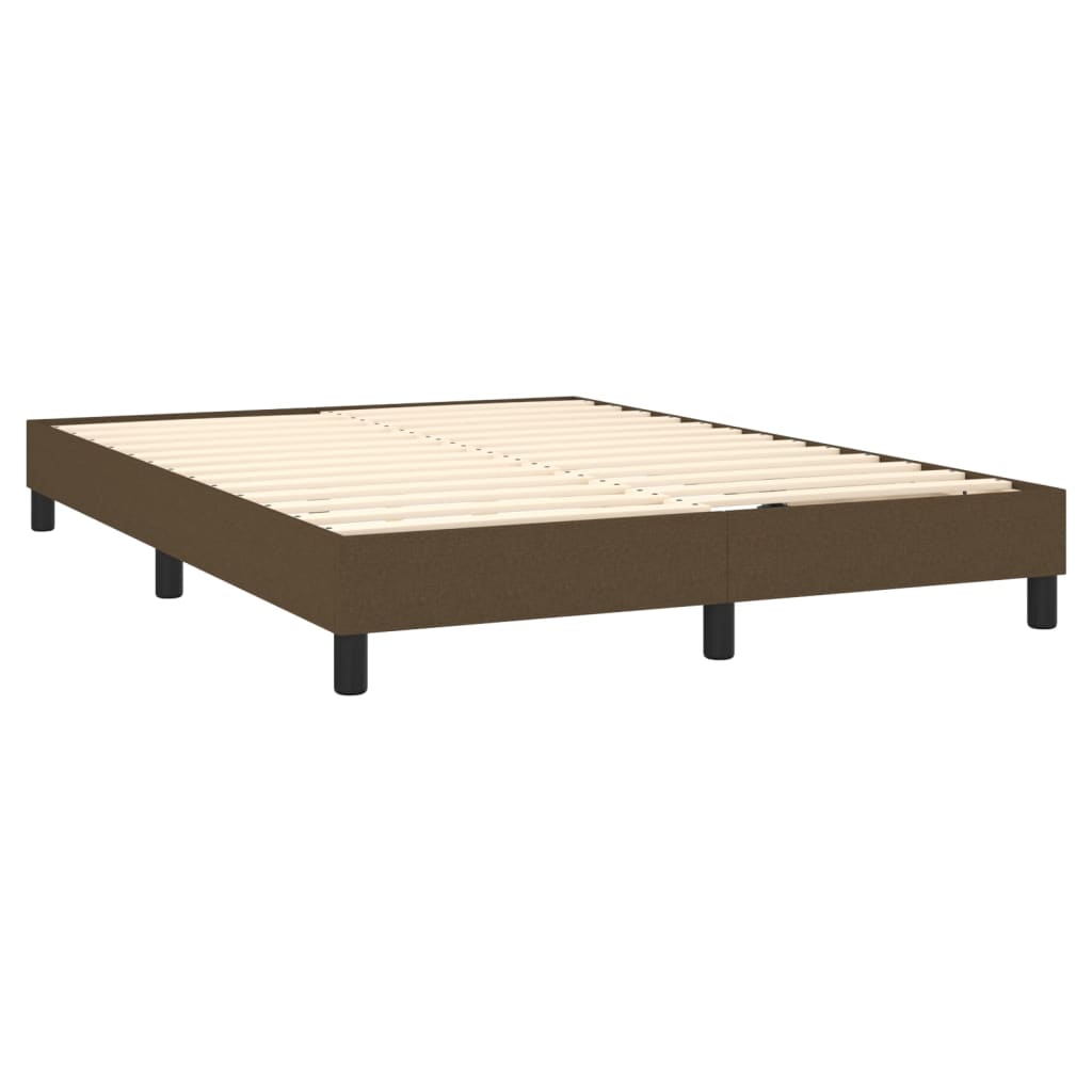 vidaXL Boxspring met matras stof donkerbruin 140x200 cm