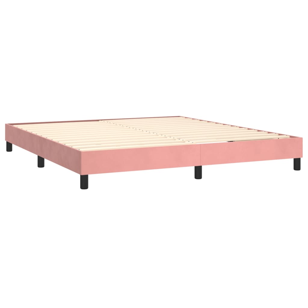 vidaXL Boxspring met matras en LED fluweel roze 160x200 cm