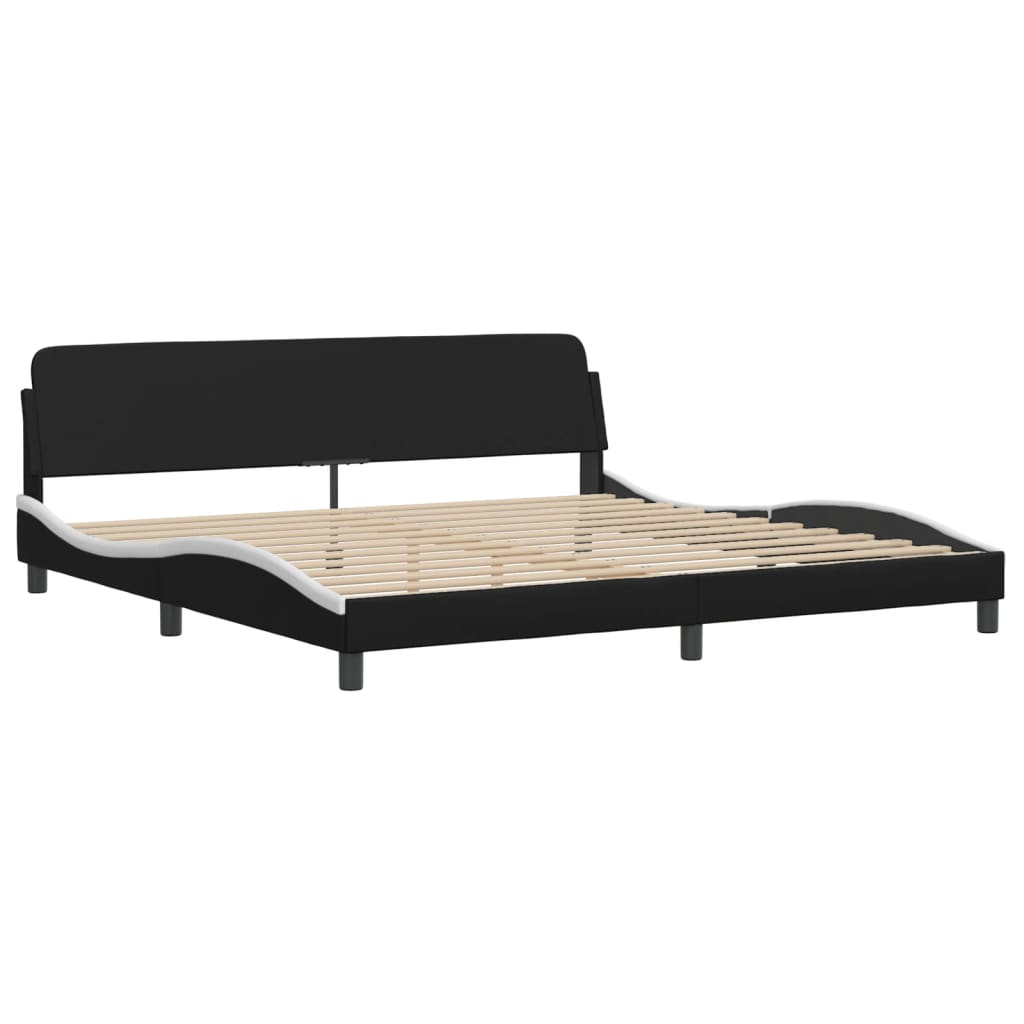 vidaXL Bedframe met hoofdbord kunstleer zwart en wit 200x200 cm