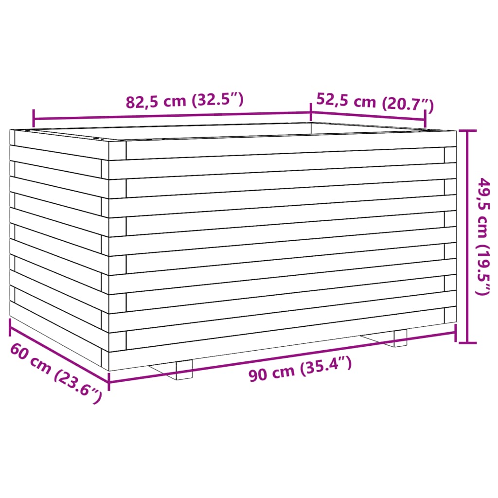 vidaXL Plantenbak 90x60x49,5 cm geïmpregneerd grenenhout