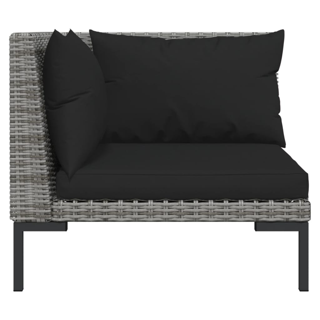 vidaXL 6-delige Loungeset met kussens poly rattan donkergrijs