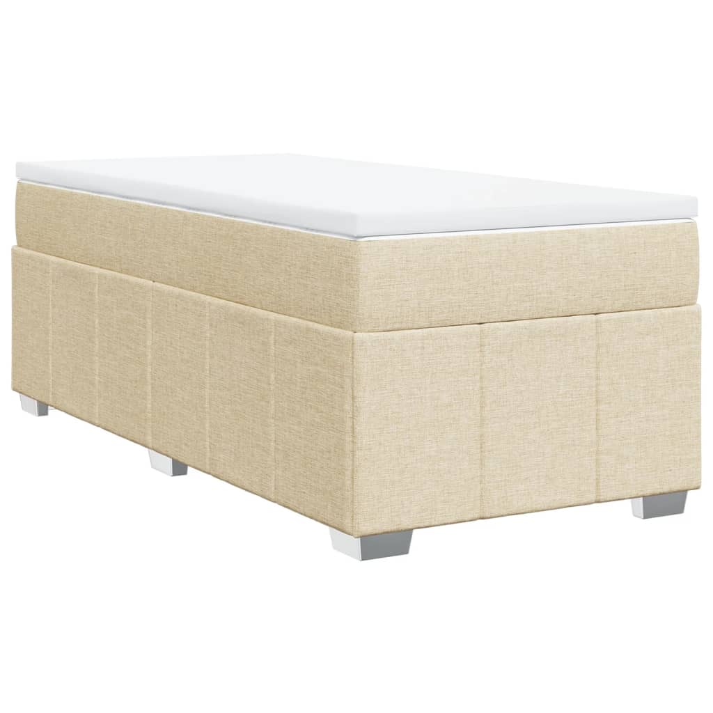 vidaXL Boxspring met matras stof crèmekleurig 80x200 cm