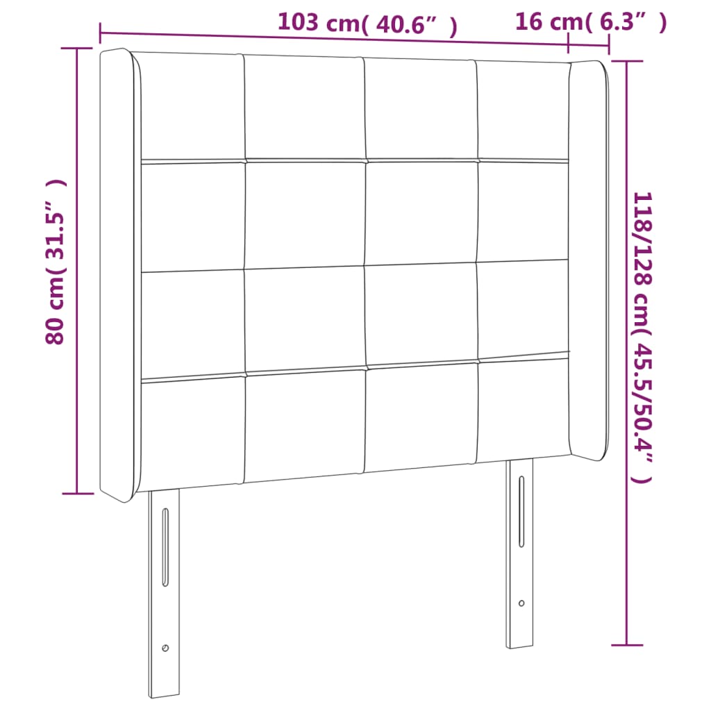 vidaXL Hoofdbord LED 103x16x118/128 cm stof zwart