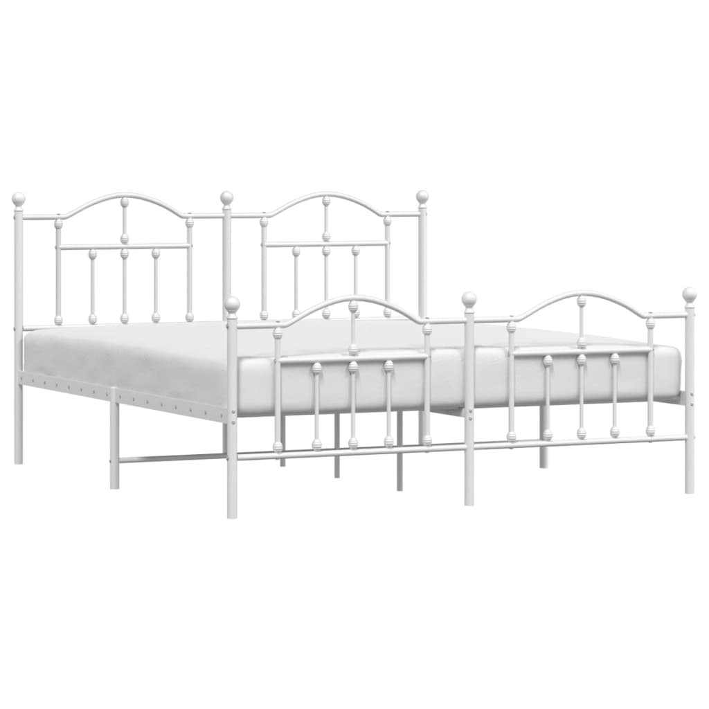 vidaXL Bedframe met hoofd- en voeteneinde metaal wit 183x213 cm