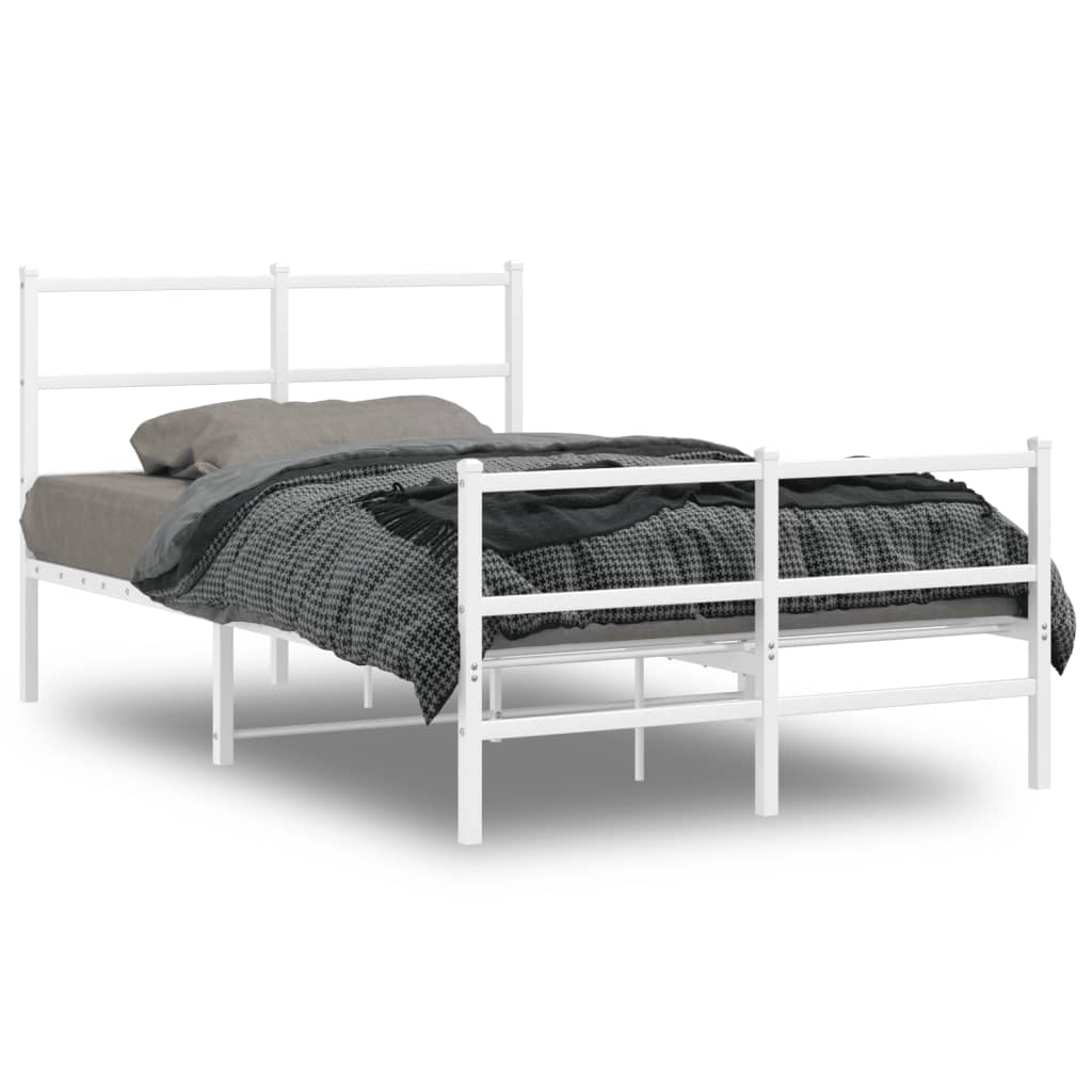 vidaXL Bedframe met hoofd- en voeteneinde metaal wit 120x190 cm